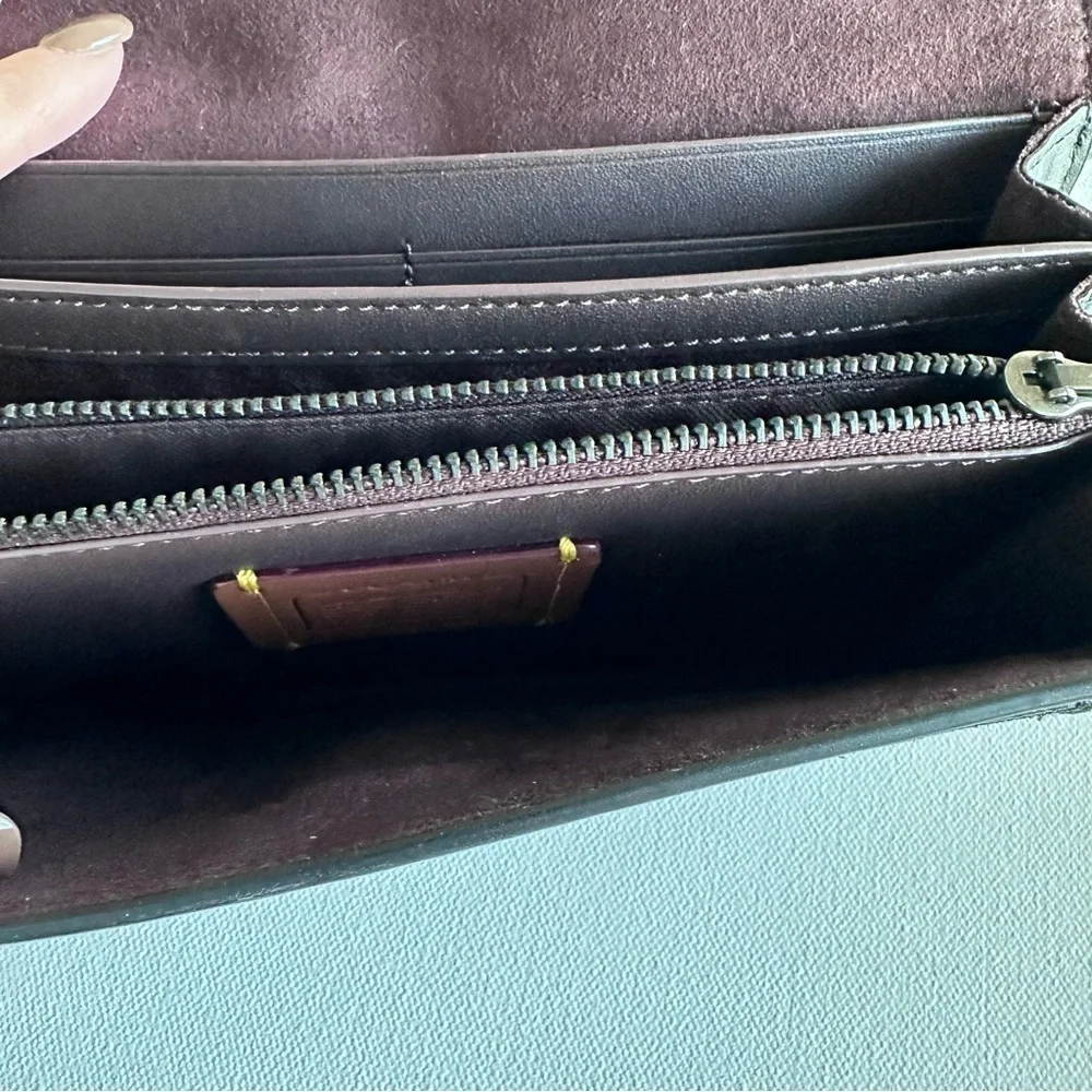 Coach Black Leather Clutch with Chain Detail